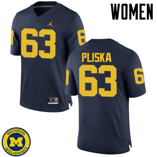 Women's University of Michigan #63 Ben Pliska Navy Alumni Jersey